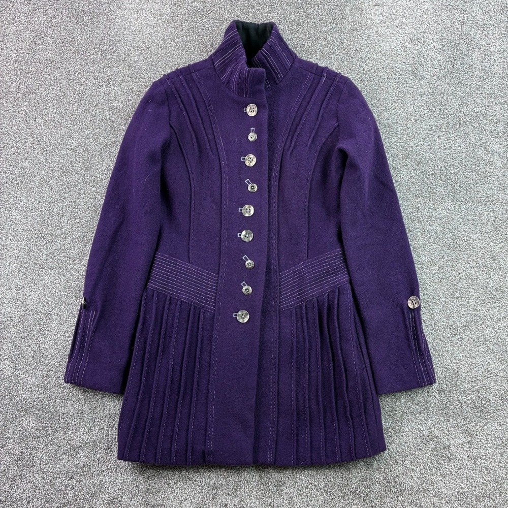 Icelandic Design Bailey Jacket Women's Medium Purple Pleated Wool Blend Military
